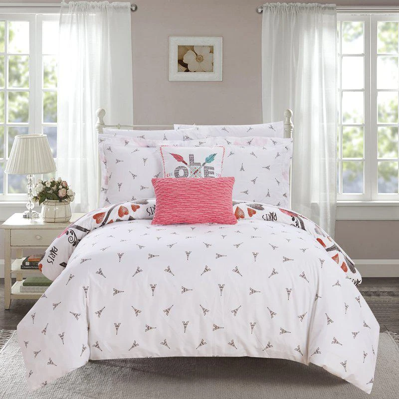 商品Chic Home Design|Marais 9 Piece Reversible Comforter Set "Paris Is Love" Inspired Printed Design Bed In A Bag FULL,价格¥995,第2张图片详细描述
