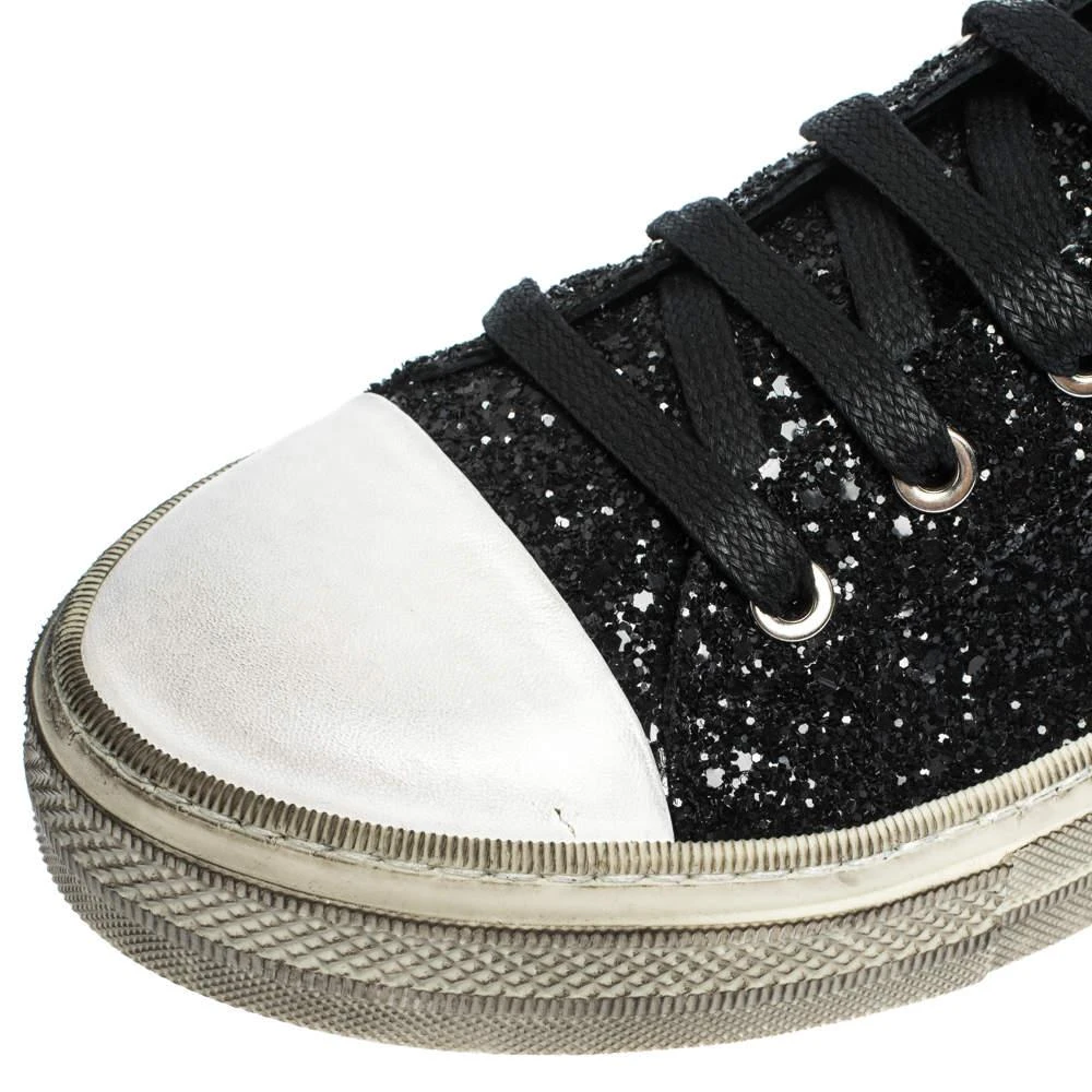 Amiri Black Glitter and Leather Vintage Sunset High Top Sneakers Size 42 商品