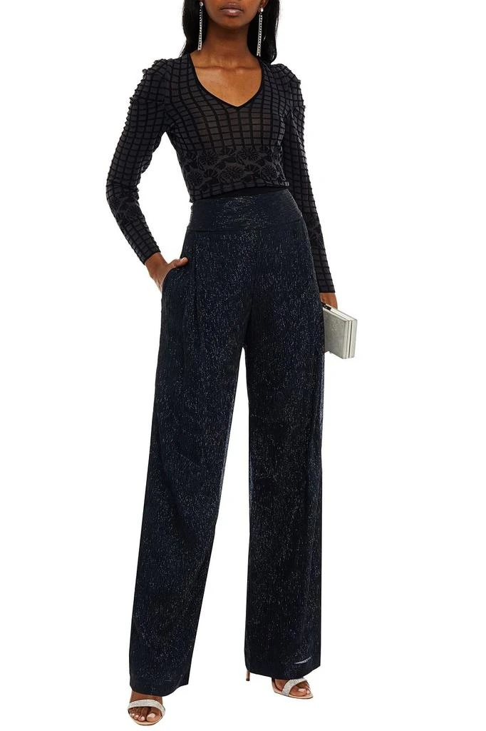 商品ROLAND MOURET|Brunswick metallic plissé silk-blend georgette wide-leg pants,价格¥3918,第4张图片详细描述