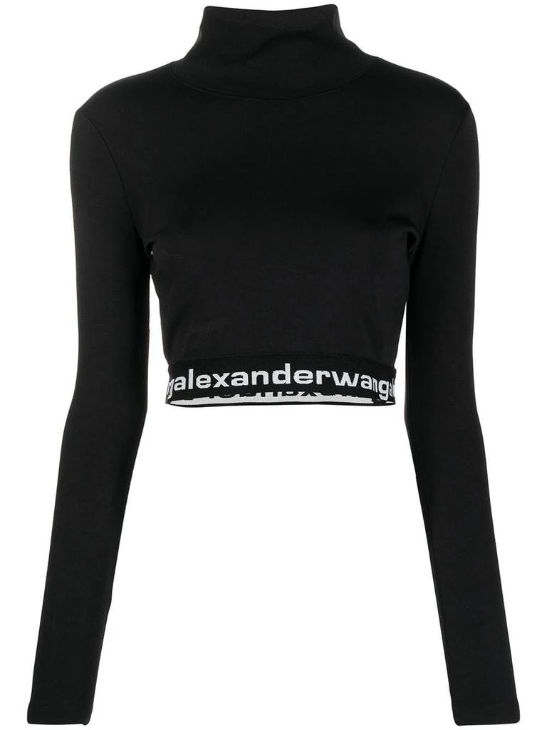 商品Alexander Wang|T BY ALEXANDER WANG WOMEN TEXTURED DOUBLE JERSEY LONG SLEEVE CROPPED TURTLENECK WITH LOGO ELASTIC AT HEM,价格¥1328,第5张图片详细描述