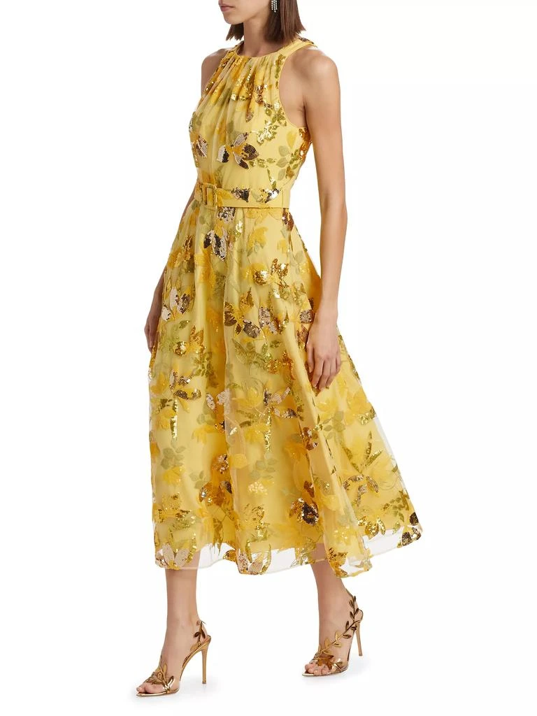 商品Badgley Mischka|Floral Sequin Belted Cocktail Dress,价格¥2678,第4张图片详细描述