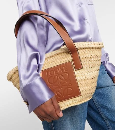 Small leather-trimmed basket tote 商品