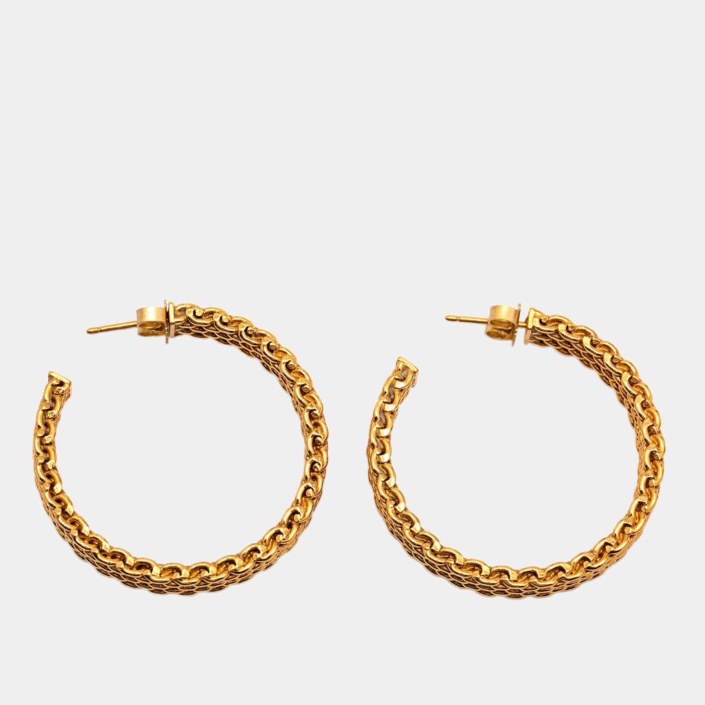 Tiffany & Co. Somerset Mesh 18k Yellow Gold Hoop Earrings商品第3张图片规格展示