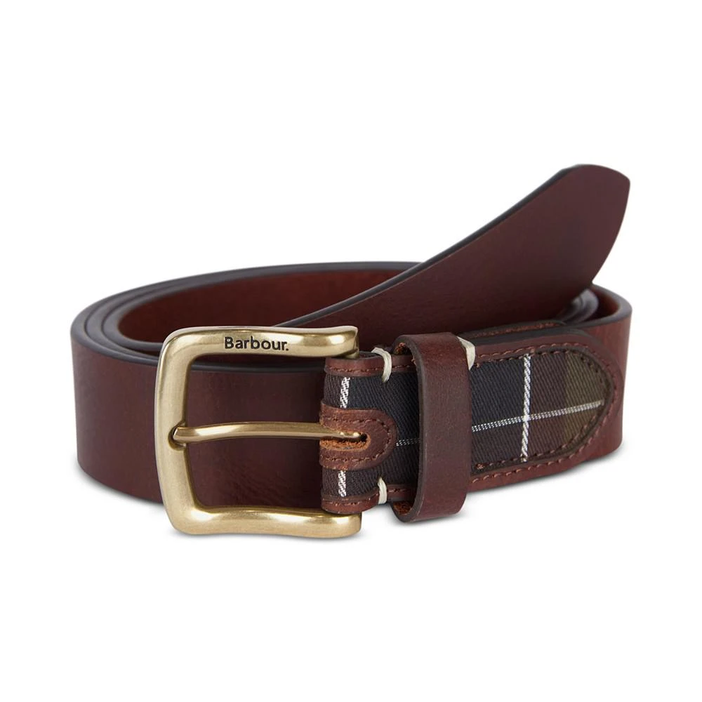 商品Barbour|Men's Tartan-Trim Leather Belt,价格¥442,第1张图片
