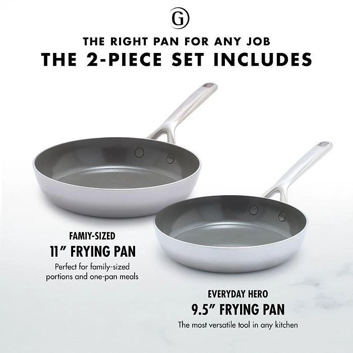 商品Greenpan|GP5 Stainless Steel 9.5" & 11" Frypan Set,价格¥1344,第3张图片详细描述