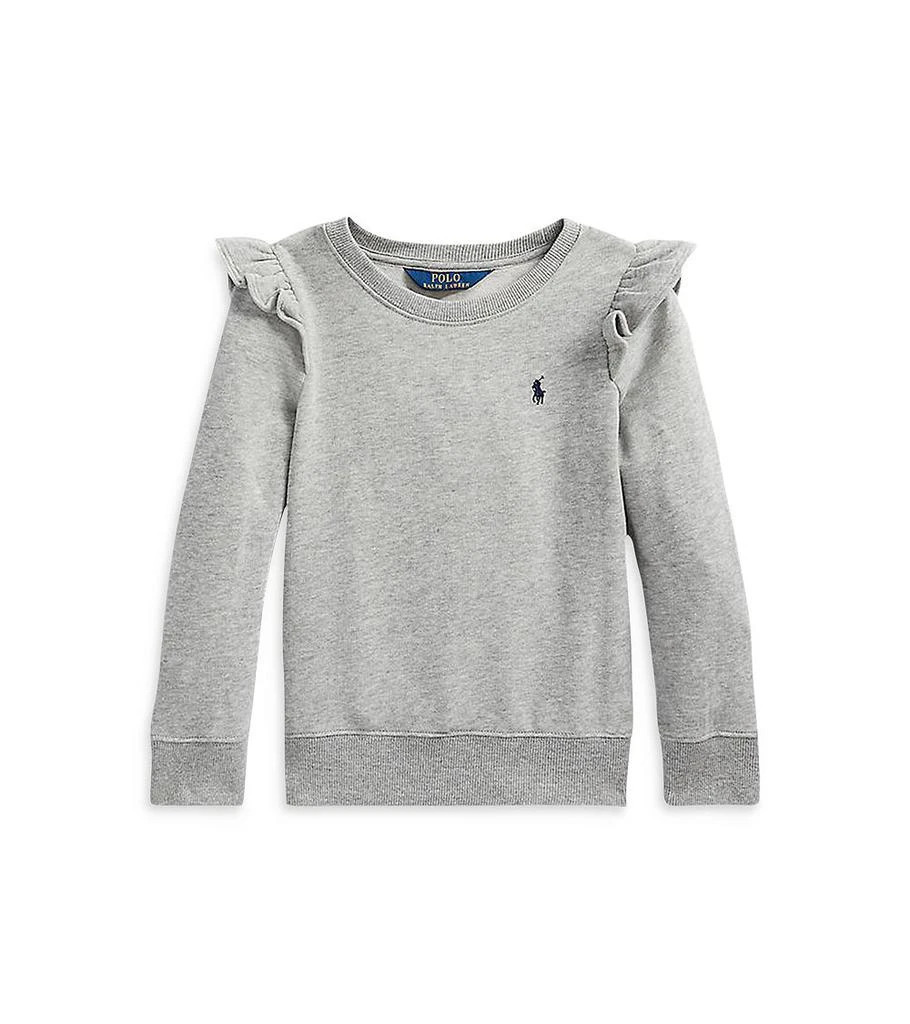 商品Ralph Lauren|Girls' Ruffled Fleece Sweatshirt - Little Kid, Big Kid,价格¥149,第1张图片详细描述