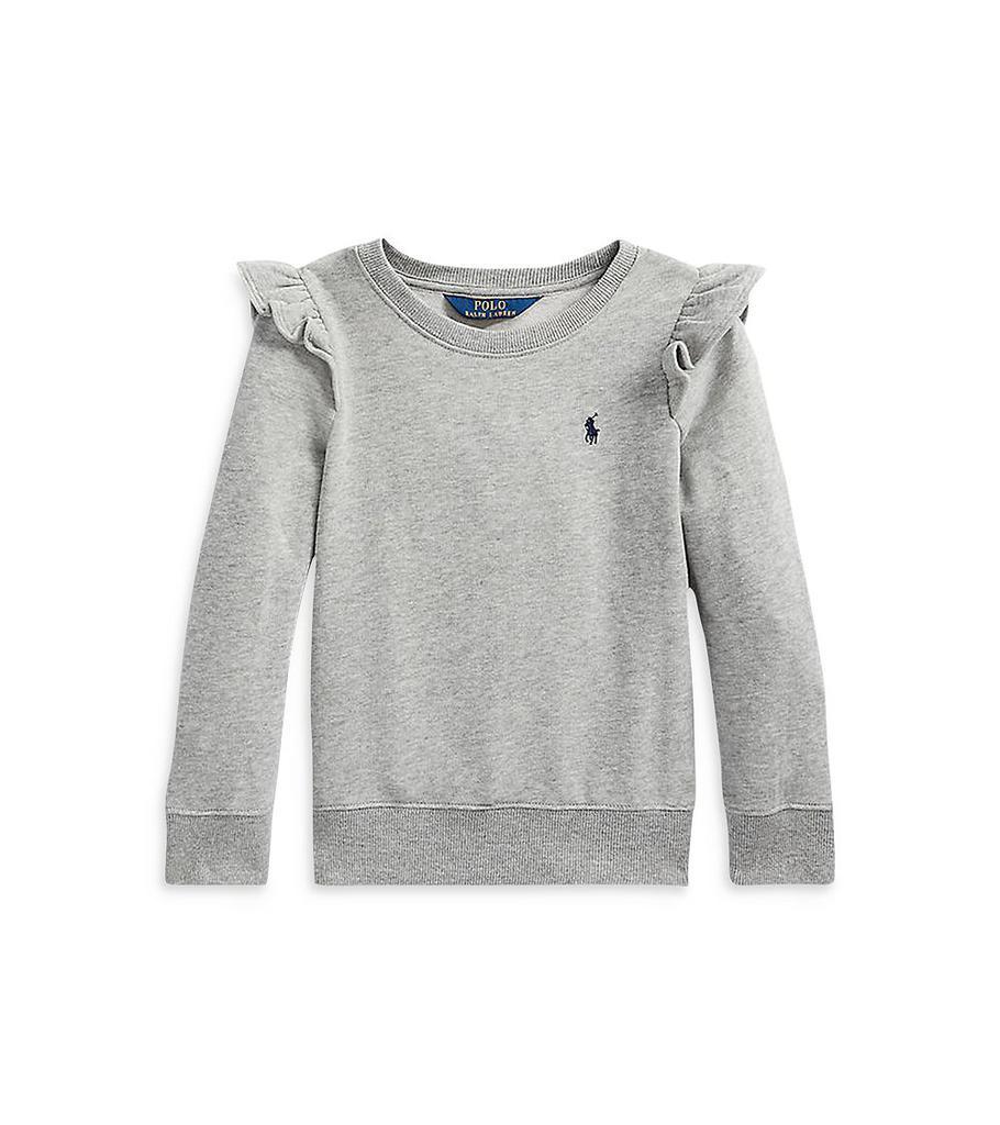 商品Ralph Lauren|Girls' Ruffled Fleece Sweatshirt - Little Kid,价格¥166,第1张图片