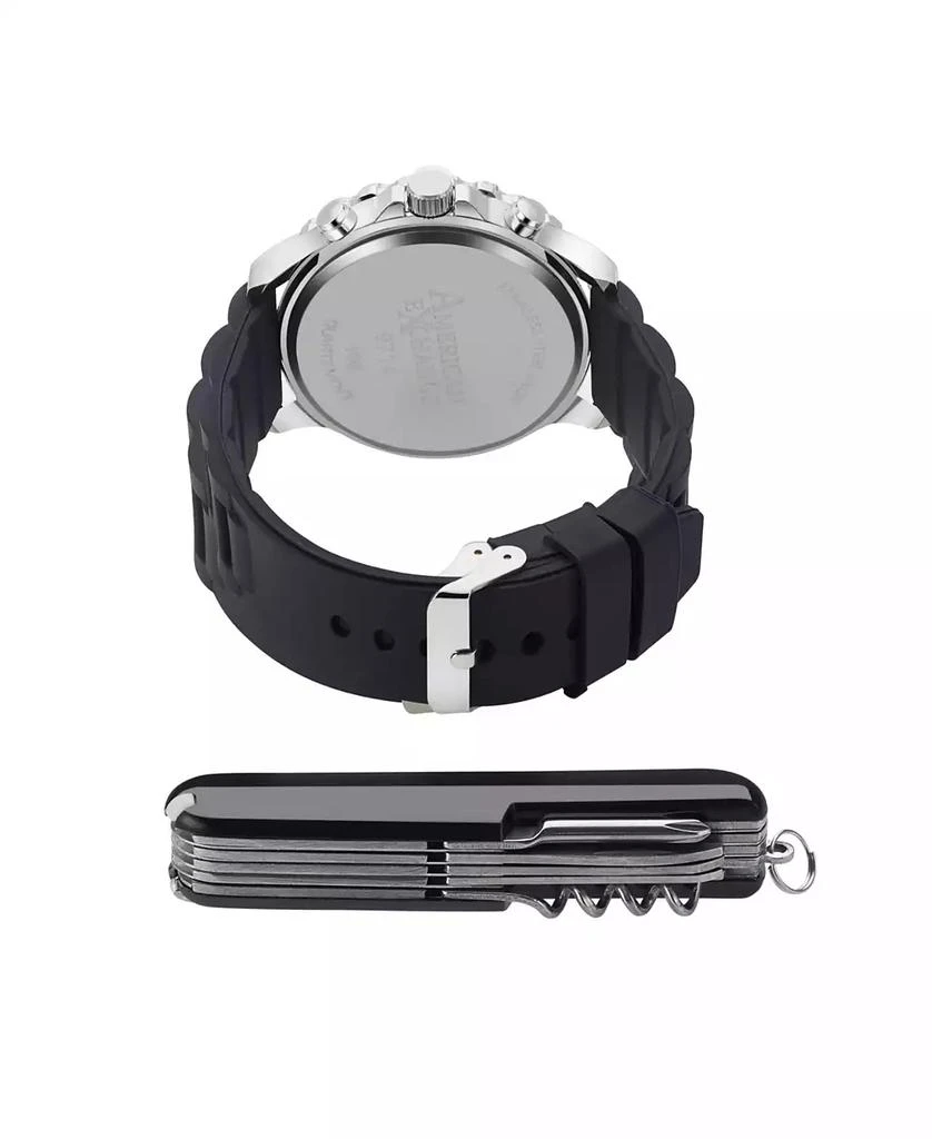 商品American Exchange|Men's Quartz Movement Black Silicone Analog Watch, 50mm and Multi-Purpose Tool with Zippered Travel Pouch,价格¥210,第2张图片详细描述