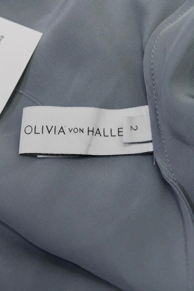 商品[二手商品] OLIVIA VON HALLE|Womens Silk V Neck A Line Slip Dress Ice Blue,价格¥1430,第4张图片详细描述