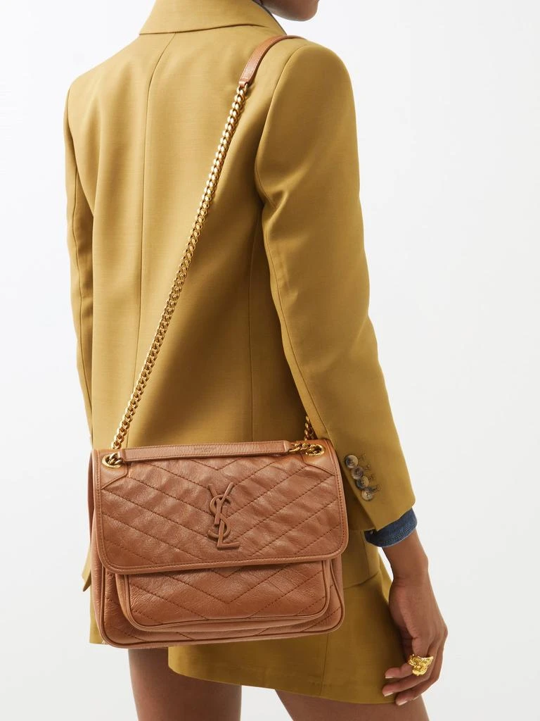 商品Yves Saint Laurent|Niki medium YSL crinkled-leather shoulder bag,价格¥27905,第3张图片详细描述