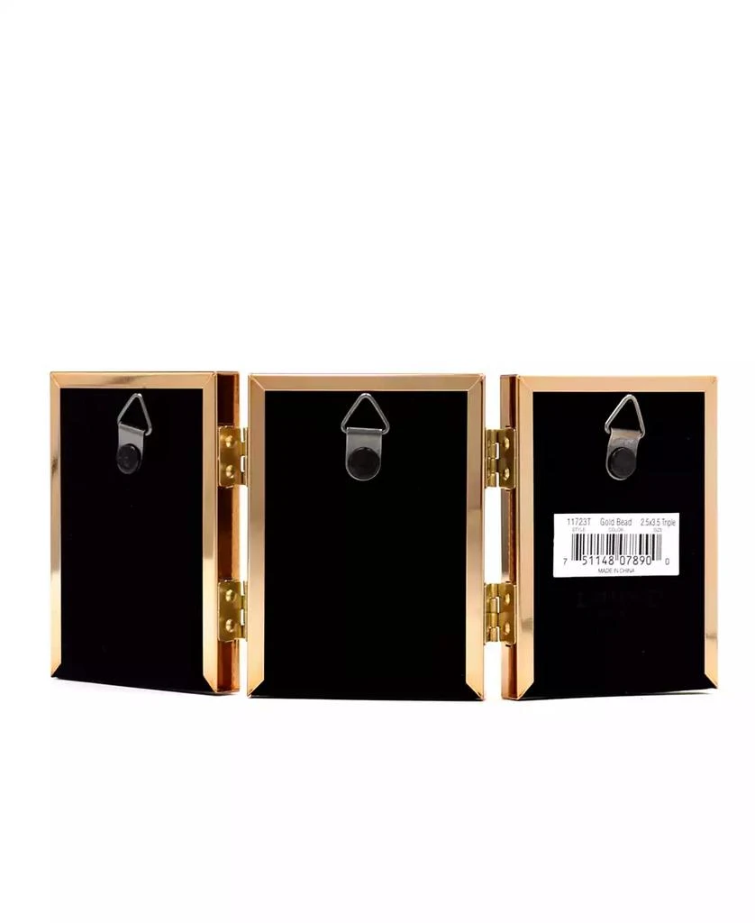 商品Lawrence Frames|Polished Metal Hinged Triple Picture Frame - Bead Border Design, 2.5" x 3.5",价格¥260,第3张图片详细描述