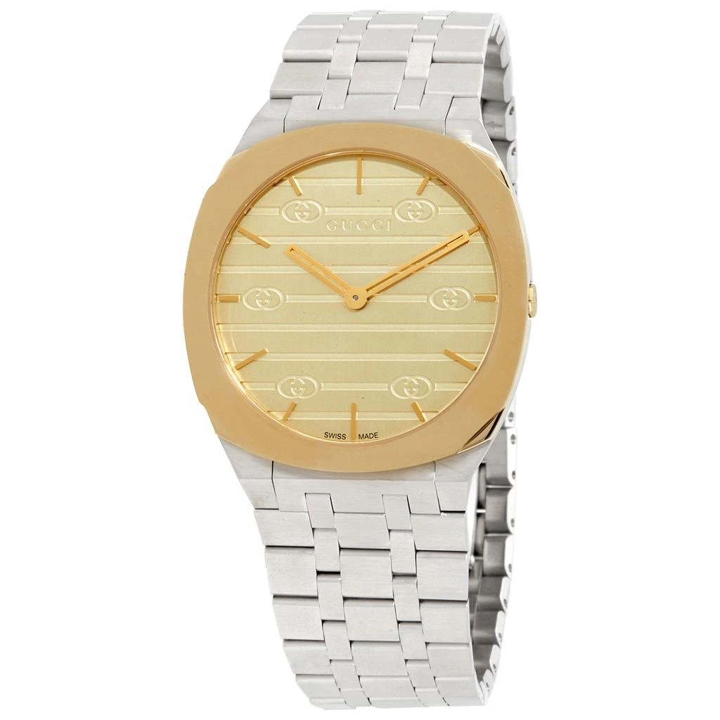 商品[二手商品] Gucci|Pre-owned Gucci 25H Gold Dial Ladies Watch YA163403,价格¥8929,第1张图片