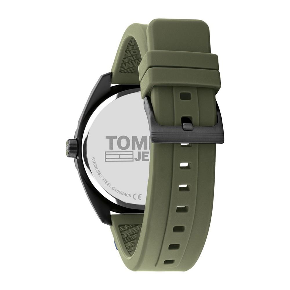 Tommy Hilfiger Men's Military-Like Green Silicone Strap Watch 44mm商品第3张图片规格展示