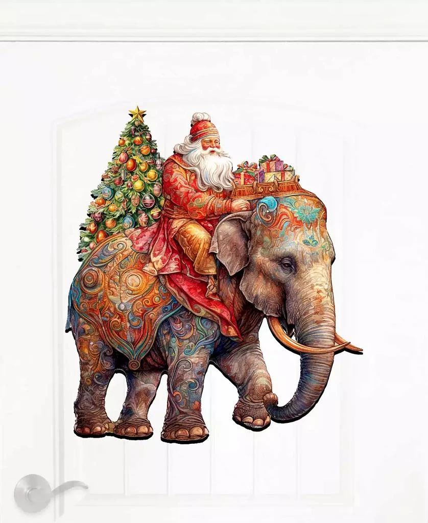 Santa on Elephant Christmas Wooden Door Decor Wall Decor G. DeBrekht 商品