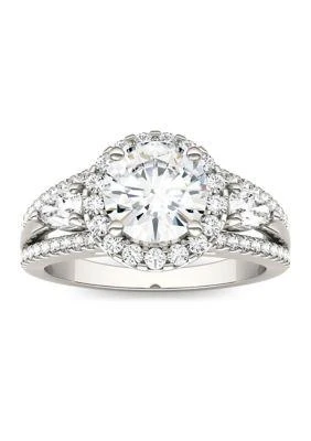 商品Charles & Colvard|Colvard 2.5 Ct. T.w. Lab Created Moissanite Halo Engagement Ring In 14K White Gold,价格¥14425,第1张图片