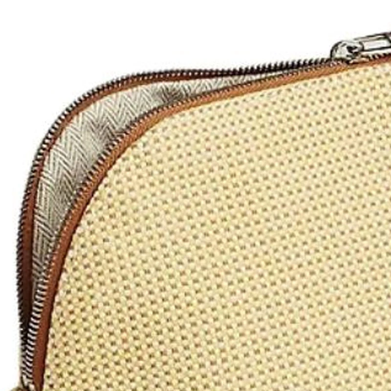 商品[国内直发] Hermes|爱马仕 Bolide 刺绣图案拉链开合 帆布 收纳包 女款 柠檬色拼赭石色,价格¥3975,第5张图片详细描述