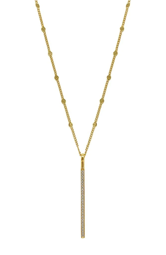 商品ADORNIA|14K Gold Plated Pavé CZ Bar Pendant Necklace,价格¥151,第2张图片详细描述