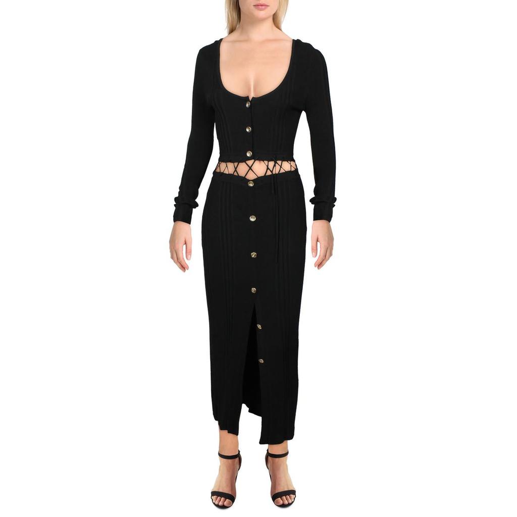 Prabal Gurung Womens Lace-Up Maxi Sweaterdress商品第1张图片规格展示