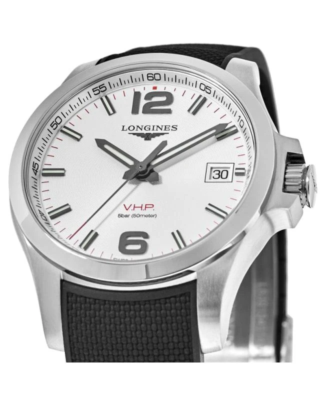 商品[二手商品] Longines|Longines Conquest V.H.P. 41mm Silver Dial Black Rubber Strap Men's Watch L3.716.4.76.9-PO,价格¥4633,第2张图片详细描述