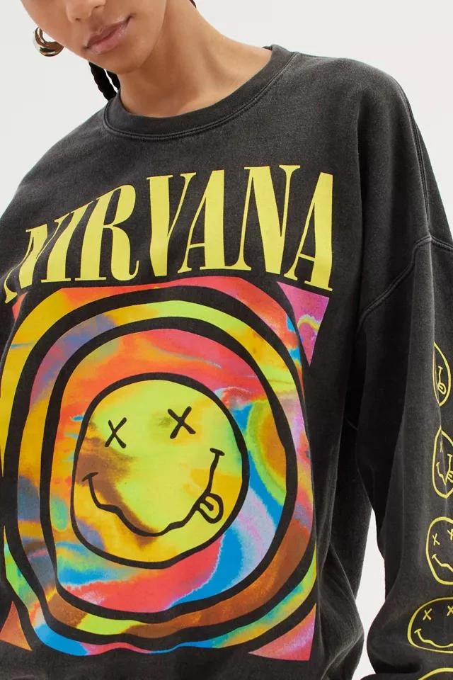 商品Urban Outfitters|Nirvana Smile Overdyed Crew Neck Sweatshirt,价格¥518,第2张图片详细描述