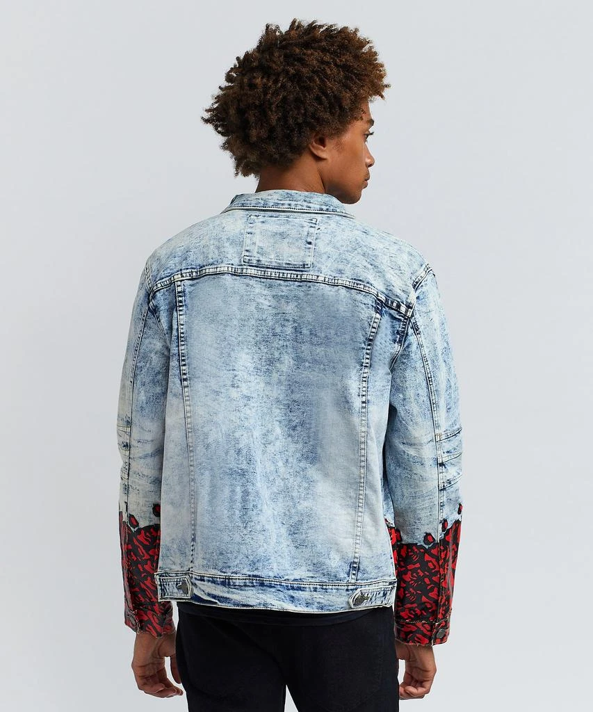 Skull Rose Acid Wash Denim Jacket With Print 商品