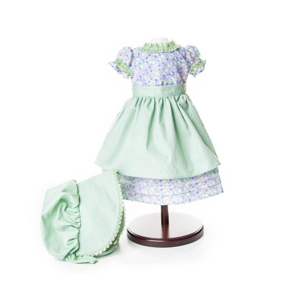 18" Doll Clothes, Little House on The Prairie 3 Piece Calico Summer Dress, Hat, and Apron, Fits American Girl Dolls商品第10张图片规格展示