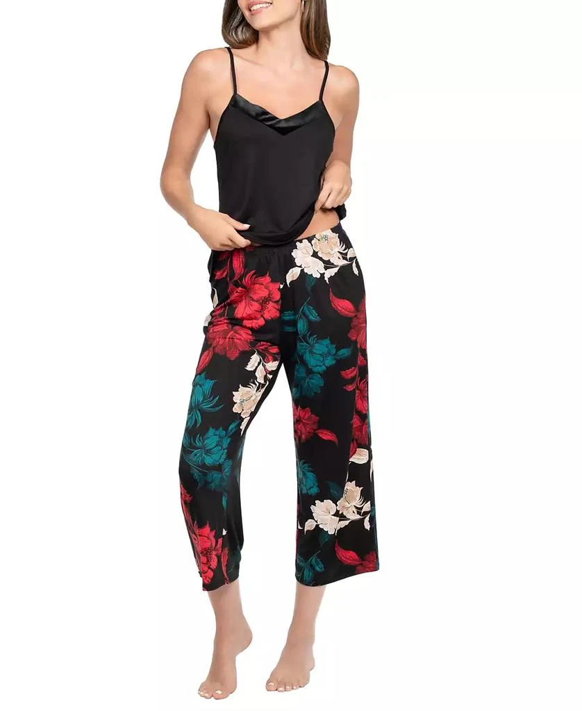 商品Linea Donatella|Women's 3-Piece Sharifa Floral Top, Pants and Robe Pajama Set,价格¥574,第2张图片详细描述