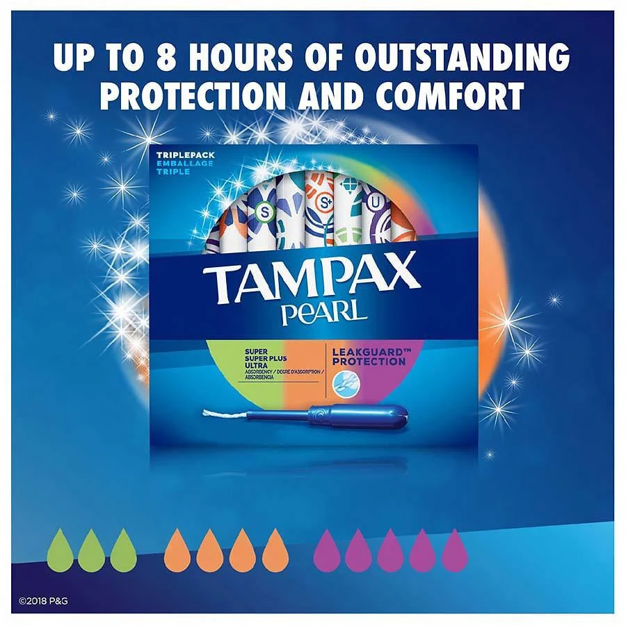 商品Tampax|Pearl Tampons, Multipack Unscented, Super + Super Plus + Ultra Absorbency,价格¥90,第4张图片详细描述