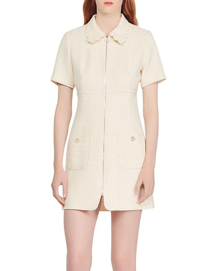 商品Sandro|Gregoria Tweed Zip Mini Dress,价格¥2942,第3张图片详细描述