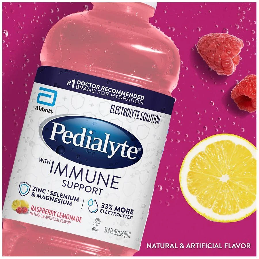 商品Pedialyte|Immune Support Electrolyte Solution, Hydration Drink Raspberry Lemonade,价格¥65,第3张图片详细描述