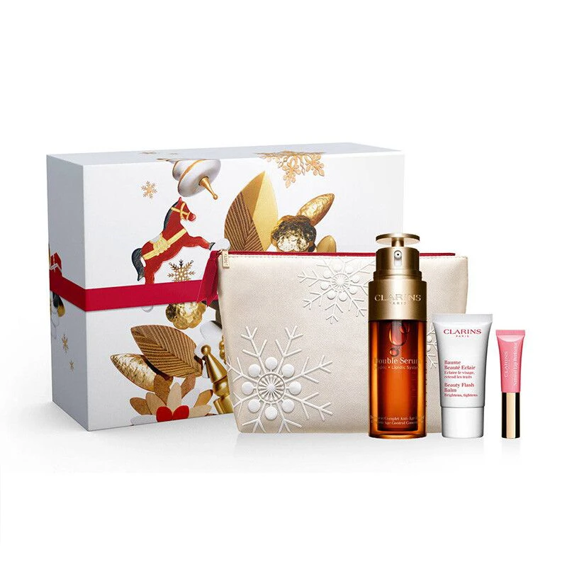 CLARINS 娇韵诗 双萃精华限定套装4件套 双萃精华50ml+洁面15ml+唇油5ml 滋润紧致肌肤 商品