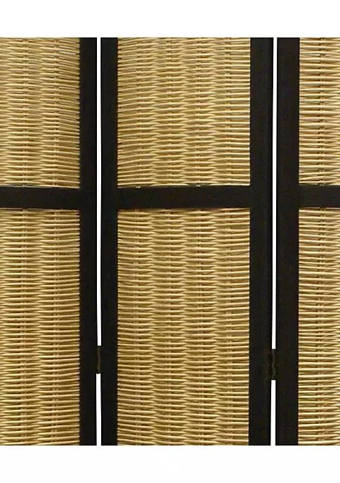 商品belk|Range Cottage Style 3 Panel Room Divider With Willow Weaving Black And Brown,价格¥2999,第3张图片详细描述