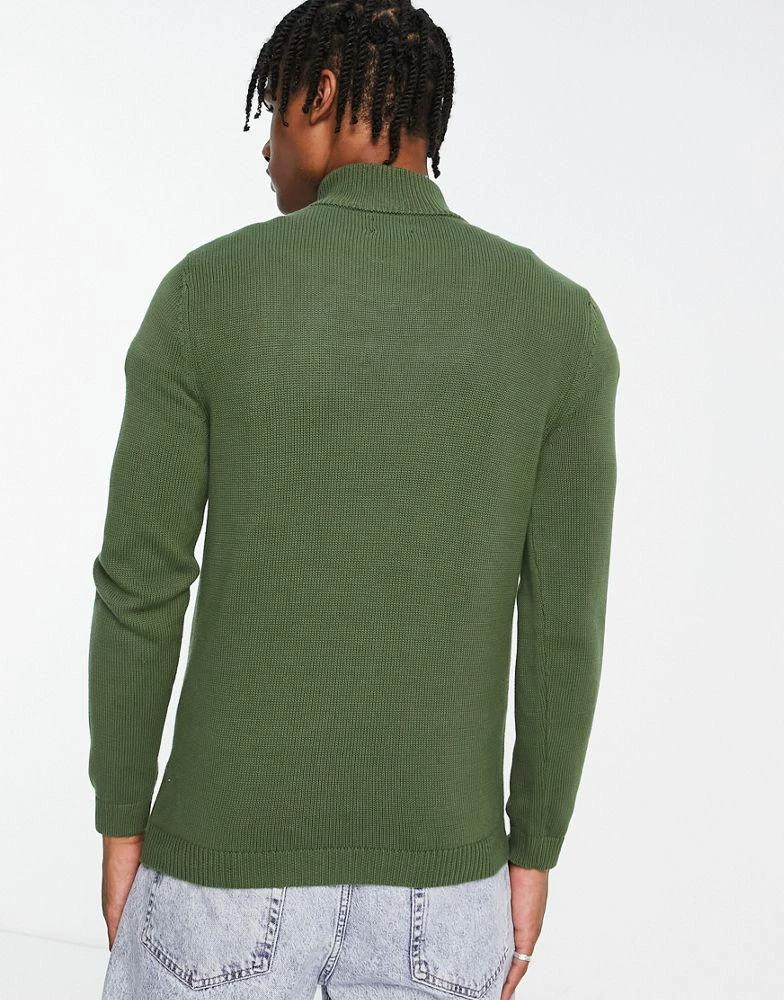 商品ASOS|ASOS DESIGN midweight half zip cotton jumper in khaki,价格¥170,第3张图片详细描述