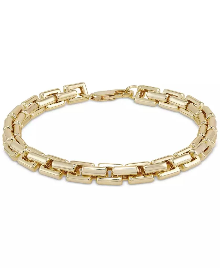 商品Macy's|Men's Square Link Bracelet in 18k Gold-Plated Sterling Silver,价格¥1533,第3张图片详细描述