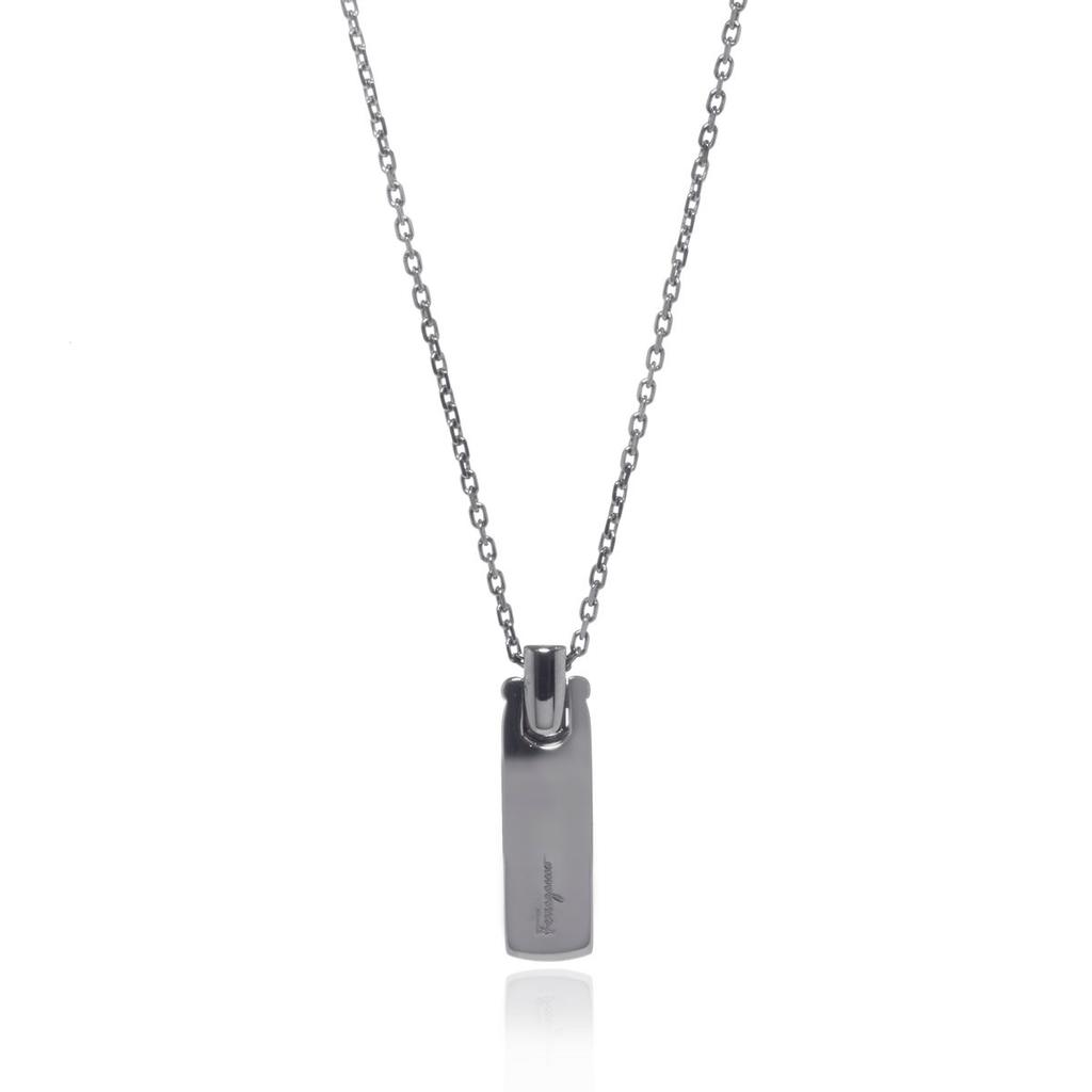 Salvatore Ferragamo Sterling Silver Engraved Logo Pendant Necklace 703367商品第1张图片规格展示