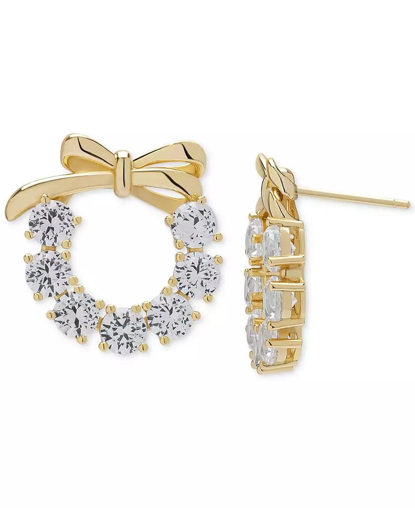 商品Macy's|Lab Grown White Sapphire Christmas Wreath Stud Earrings (4-3/4 ct. t.w.) in 14k Gold-Plated Sterling Silver,价格¥300,第3张图片详细描述