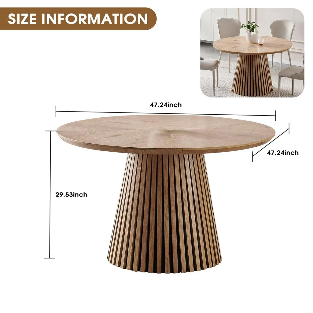 商品Streamdale Furniture|Streamdale Modern Round Wooden Dining Table - Space Saving,价格¥2961,第2张图片详细描述