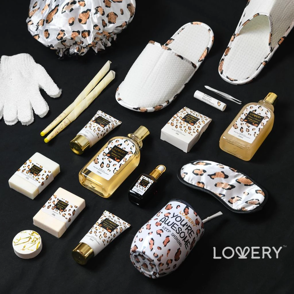 商品Lovery|Honey Almond Leopard Home Spa Basket 21-Piece Set,价格¥831,第5张图片详细描述