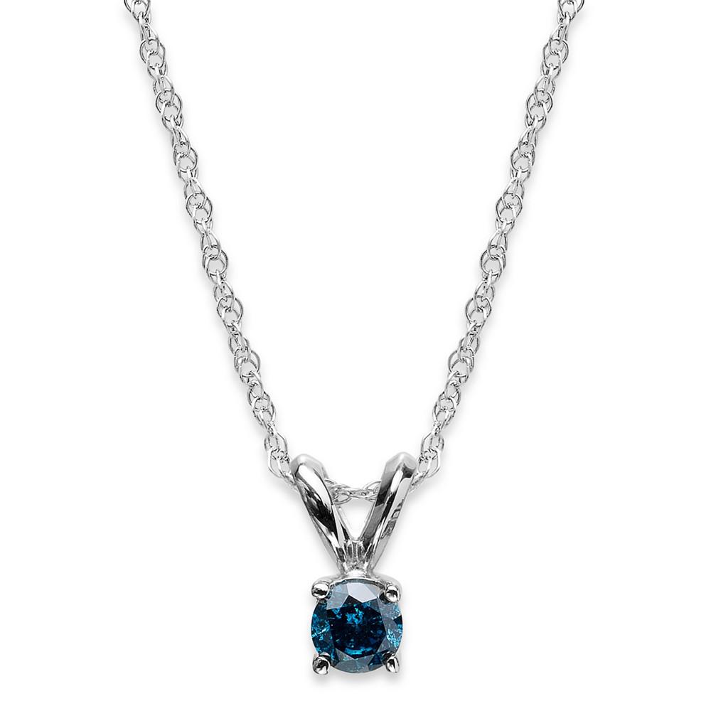 10k White Gold Blue Diamond Pendant Necklace (1/6 ct. t.w.)商品第1张图片规格展示