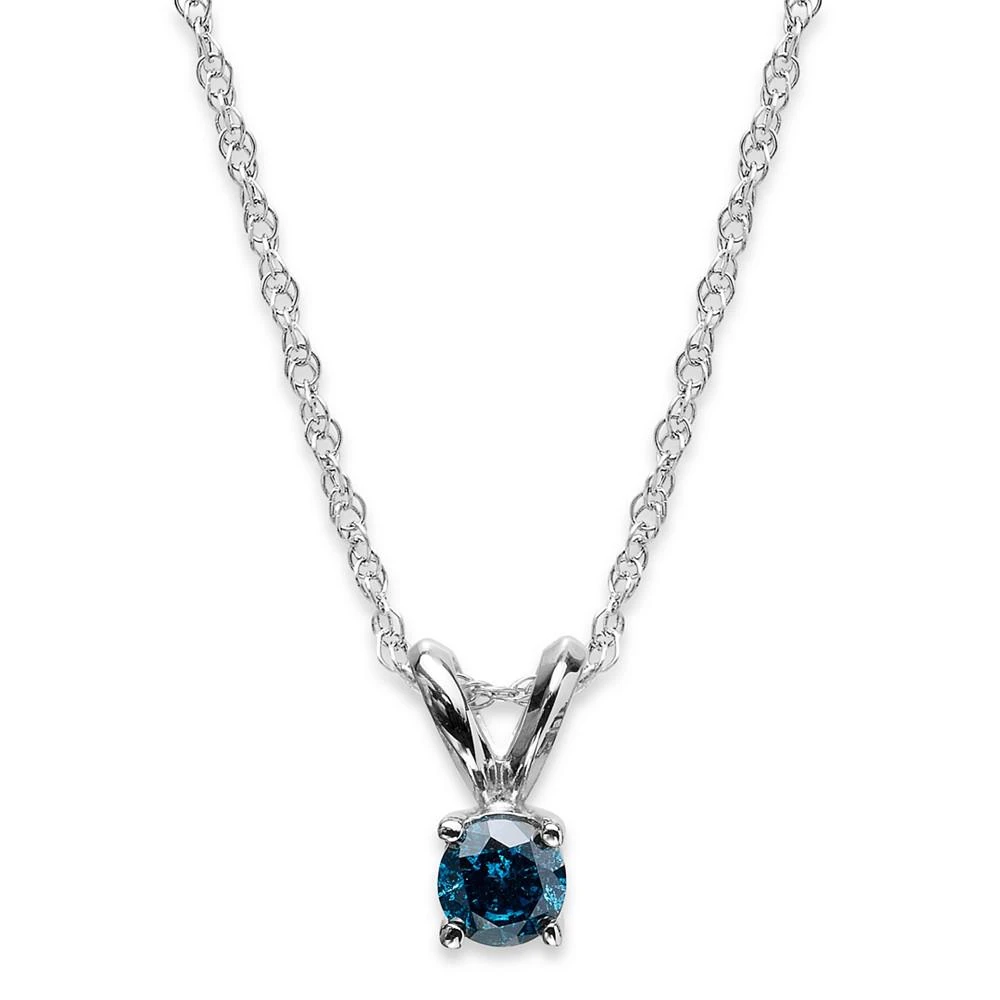 商品Macy's|10k White Gold Blue Diamond Pendant Necklace (1/6 ct. t.w.),价格¥831,第1张图片