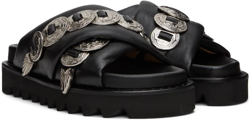 商品Toga Pulla|SSENSE Exclusive Black Cross Strap Flat Sandals,价格¥3124,第4张图片详细描述