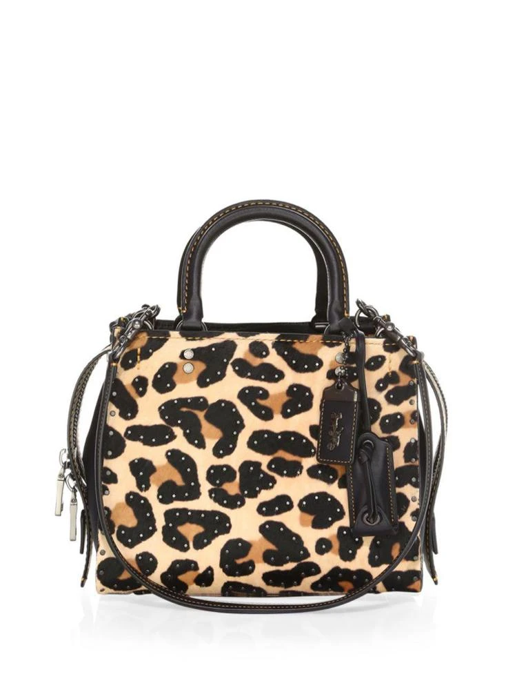 商品Coach|Leopard Print Leather & Calf Hair Satchel,价格¥2076,第1张图片
