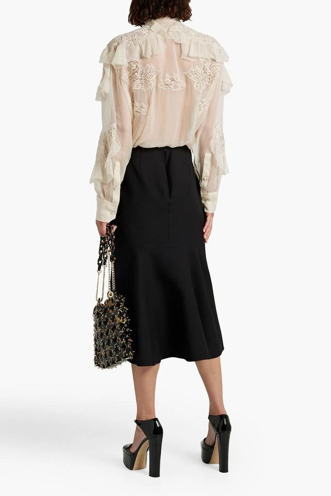商品Valentino|Pussy-bow lace-paneled silk-chiffon blouse,价格¥16937,第1张图片