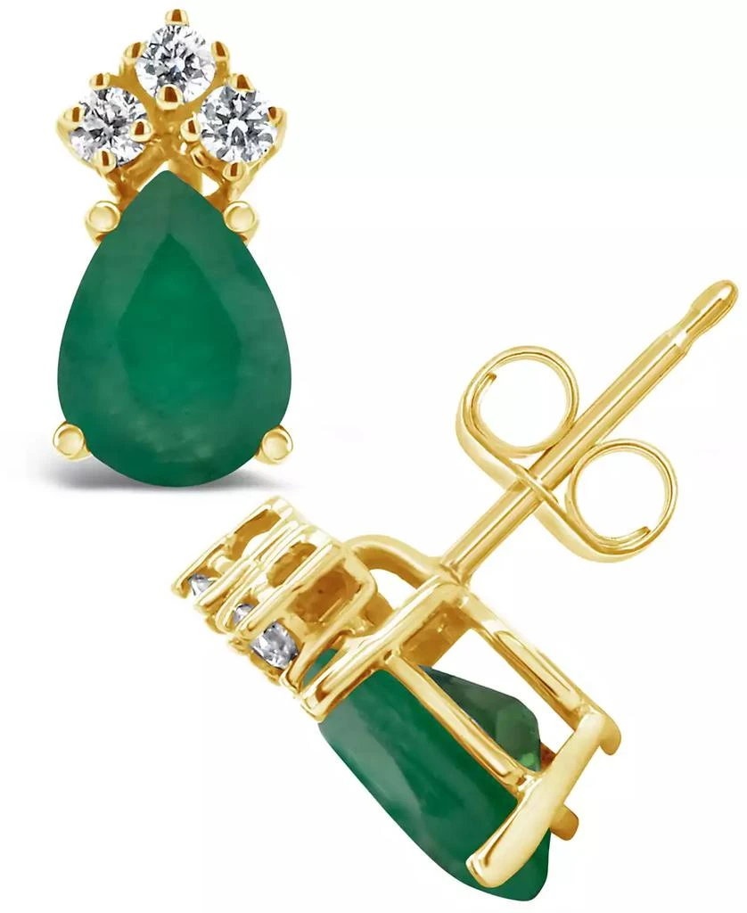 商品Macy's|Emerald (1-3/8 ct. t.w.) and Diamond (1/8 ct. t.w.) Stud Earrings in 14k Yellow Gold (Also in Sapphire),价格¥10910,第1张图片