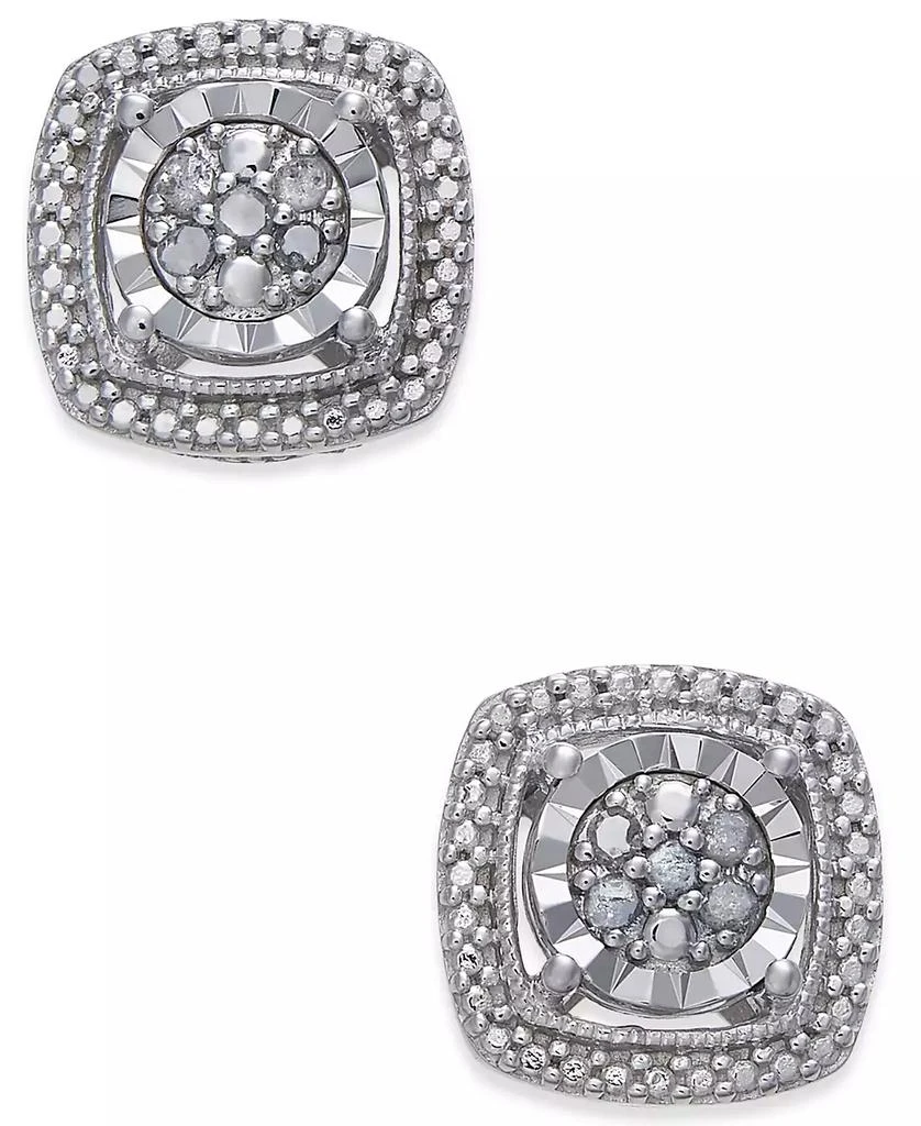 商品Macy's|Diamond Cluster Miracle Plate Stud Earrings (1/10 ct. t.w.) in Sterling Silver,价格¥187,第1张图片