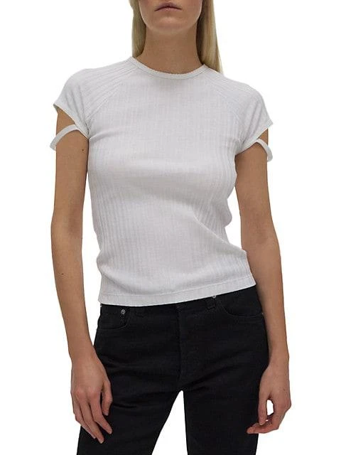 商品Helmut Lang|Rib-Knit Cotton T-Shirt,价格¥481,第3张图片详细描述