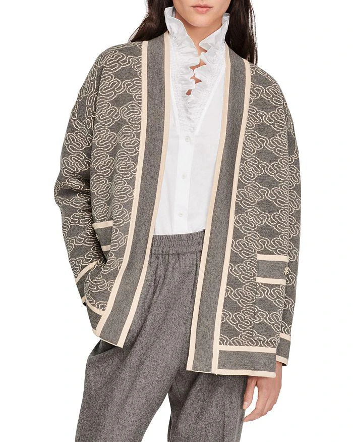 商品Sandro|Openea Printed Open Front Cardigan,价格¥1553,第1张图片