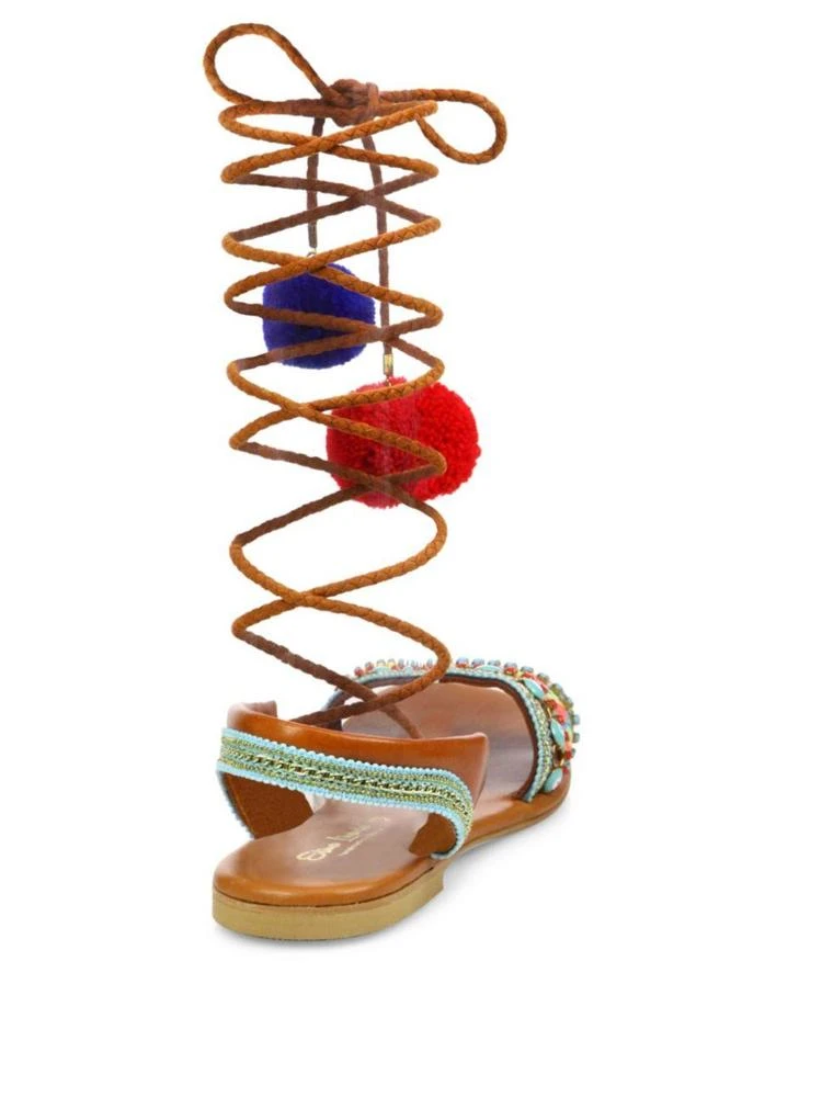 商品Elina Linardaki|L.A. Lover Embroidered Leather High-Wrap Sandals,价格¥688,第2张图片详细描述