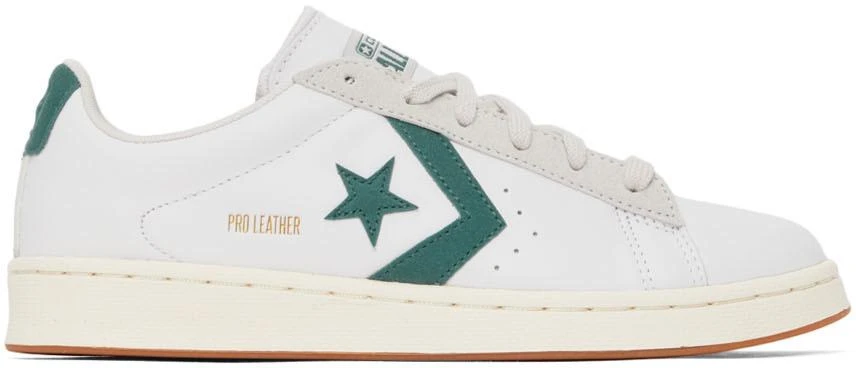 商品Converse|White & Green Leather Pro Low-Top Sneakers,价格¥389,第1张图片