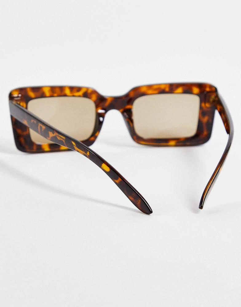 商品ASOS|ASOS DESIGN frame tramline mid square sunglasses in tort - BROWN,价格¥45,第2张图片详细描述